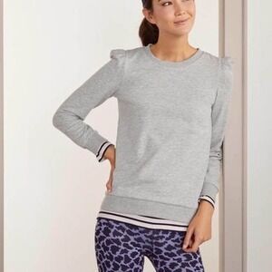 Boden Womens‎ Sweatshirt US 16 Gray Long Sleeve Puff Sleeve Pullover Top Casual